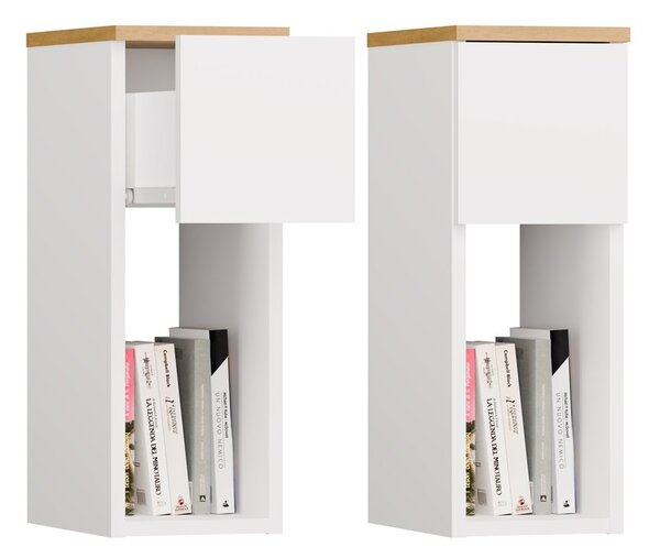 TP Living Nočný stolík GALAX 20 cm biely/dub artisan