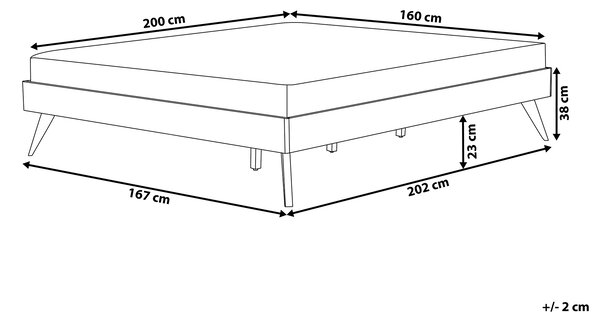 Posteľ tmavý jaseň 160 x 200 cm MDF posteľový rám bez čela s lamelovým roštom spálňa