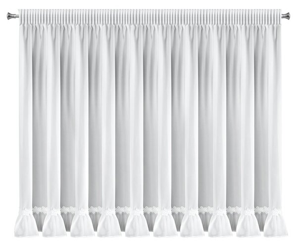 Dekorstudio Vianočná záclona s vyšívanými vločkami 350x160cm - biela