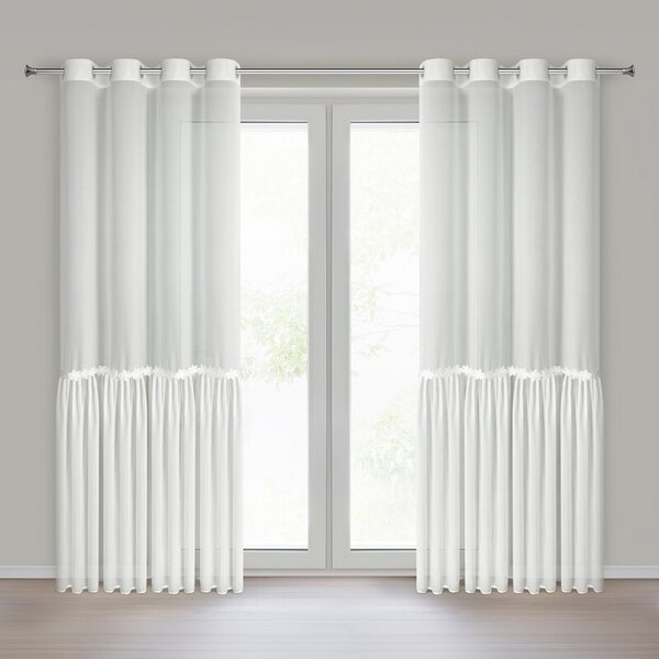 Dekorstudio Vianočná záclona s vyšívanými vločkami 140x250cm - biela