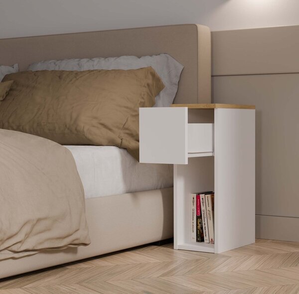 TP Living Nočný stolík GALAX 20 cm biely/dub artisan