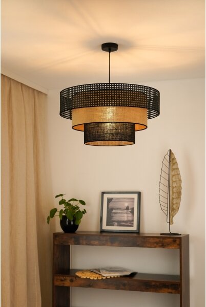 Brilagi - Luster na lanku DAKOTA LUNETA 1xE27/15W/230V pr. 60 cm čierna/ratan