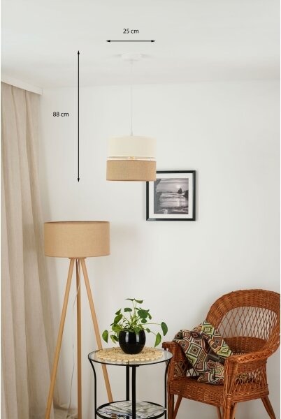 Brilagi - Luster na lanku ROYAL YUTE 1xE27/15W/230V pr. 25 cm béžová/krémová