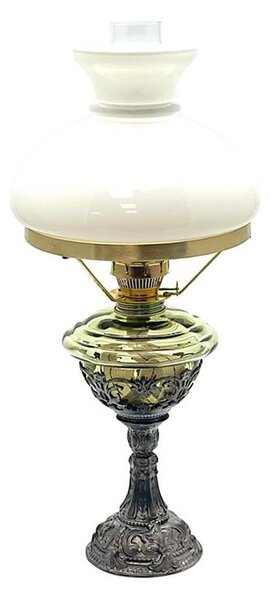 Petrolejová lampa s cínovou nohou 45 cm lesná zelená