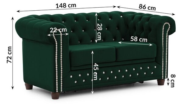 Zelená zamatová rozkladacia pohovka 148 cm York Blik – Ropez
