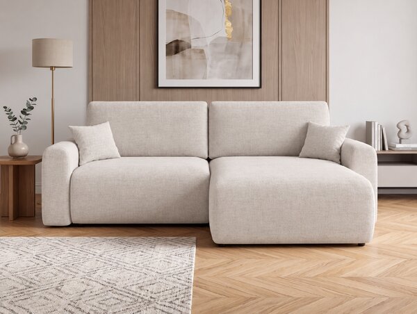 Rozkladacia obojstranná sedacia súprava do L NORDEN PAROS 250x140 cm, krémová