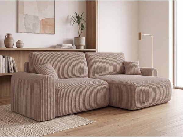 Rozkladacia obojstranná sedacia súprava do L NORDEN TILIA 250x140 cm, svetlohnedá