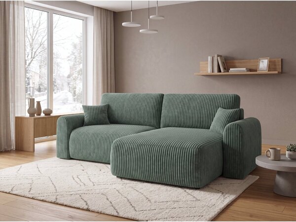 Rozkladacia obojstranná sedacia súprava do L NORDEN TILIA 250x140 cm, zelená