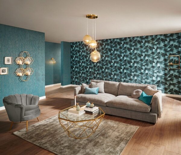 Vliesové tapety na stenu GMK 10216-19, rozmer 10,05 m x 0,53 m, diamanty 3D zelené, Erismann