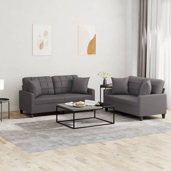 Maison Exclusive – 2-dielna sedacia súprava s vankúšmi, sivá umelá koža