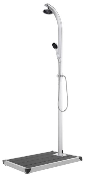 Maison Exclusive – Záhradná sprcha so sivou podlahovou doskou 220 cm, hliník