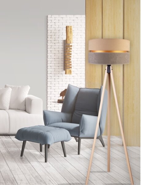 Duolla - Stojacia lampa DUO 1xE27/60W/230V pr. 44 cm béžová/šedá/béžová
