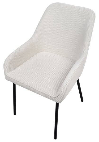 Sada 2 jedálenských stoličiek krémová biela menčestrové čalúnenie čierne kovové nohy glamour moderný štýl