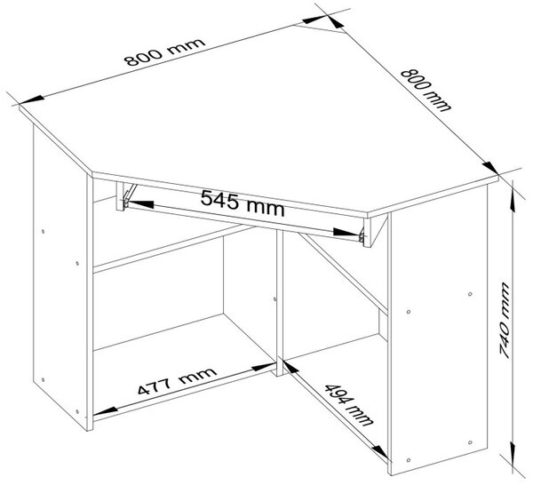 Ak furniture Rohový písací stôl Ted wenge