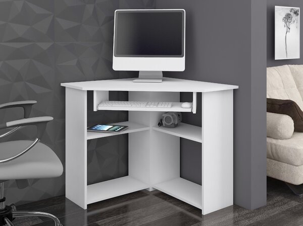 Ak furniture Rohový písací stôl Ted biely