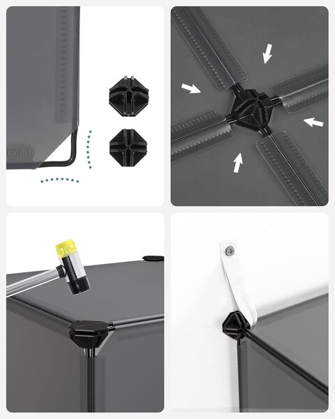 SONGMICS Sada 15 ks úložných boxů Fary 30x30 cm šédá