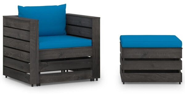 Maison Exclusive – 2-dielna záhradná súprava s vankúšmi, sivá, impregnované drevo