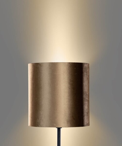 Stojacia lampa čierna s plyšovým tienidlom bronz 40 cm - Simplo