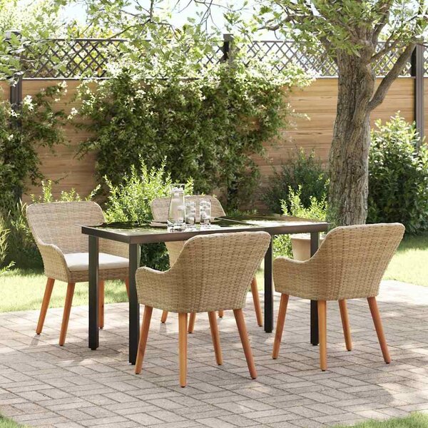Maison Exclusive - Záhradný jedálenský set s vankúšom 5 pcs Béžová polyratan
