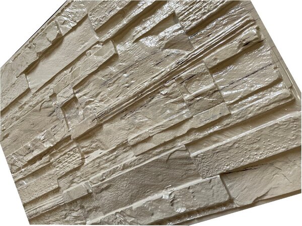 Obkladové panely 3D PVC 17, rozmer 440 x 580 mm, ukladaný kameň béžový, IMPOL TRADE