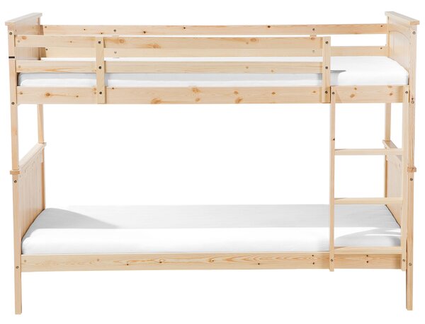 Poschodová posteľ svetlohnedá borovicové drevo 90 x 200 cm pre 2 osoby s rebríkom tradičný štýl detská izba
