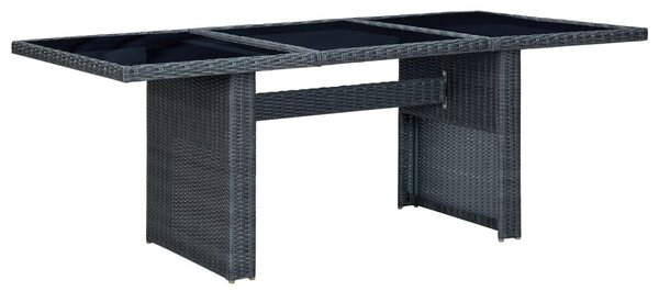 Maison Exclusive – Záhradný stôl z tmavosivého polyrotangu a tvrdeného skla