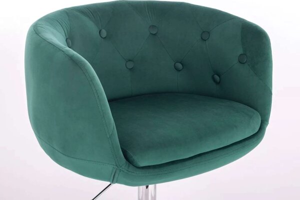 LuxuryForm DESIGN Kreslo MONTANA VELUR na striebornom tanieri - zelené