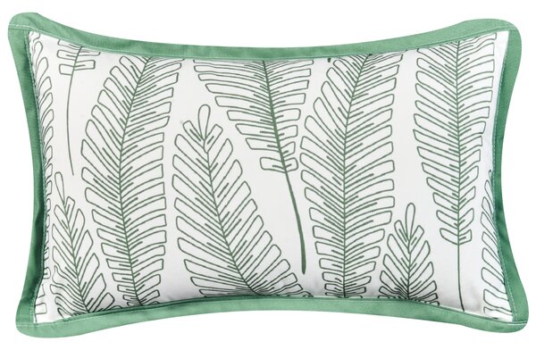Sada 2 vonkajších dekoratívnych vankúšov zelená polyester 30 x 50 cm vzor listov záhradné doplnky