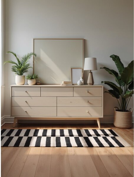 Čierno-biely obojstranný ručne tkaný vlnený koberec 80x150 cm Donna – Hanse Home