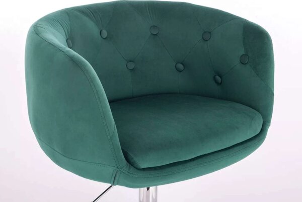 LuxuryForm DESIGN Kreslo MONTANA VELUR na zlatej podstave s kolieskami - zelené