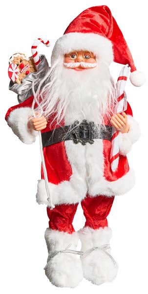 Dekoratívna figúrka červená látka syntetický materiál vianočná dekorácia Santa Claus Mikuláš ozdoba
