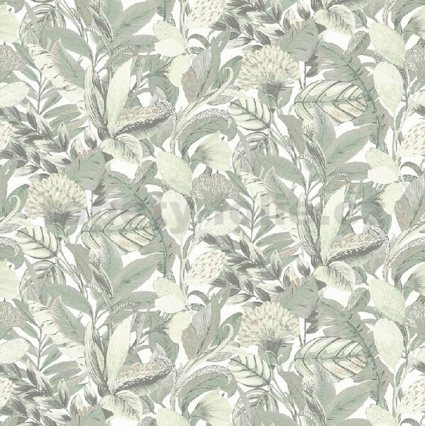 Vliesové tapety na stenu ELLE DECORATION 2 10202-07, rozmer 10,05 m x 0,53 m, jungle zelená s metalickými detailmi, Erismann