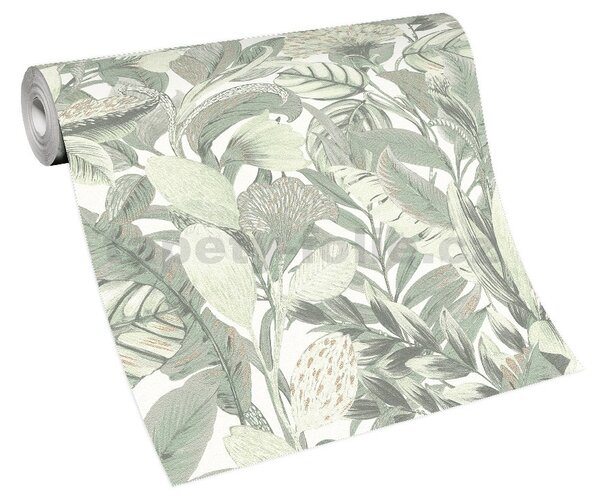 Vliesové tapety na stenu ELLE DECORATION 2 10202-07, rozmer 10,05 m x 0,53 m, jungle zelená s metalickými detailmi, Erismann