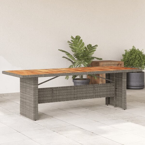 Maison Exclusive – Záhradný stôl s doskou z akátového dreva, sivý, 240 x 90 x 75 cm, poly ratan