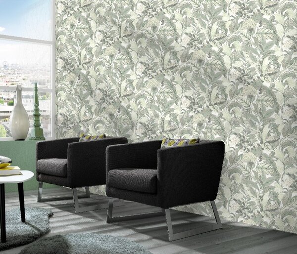 Vliesové tapety na stenu ELLE DECORATION 2 10202-07, rozmer 10,05 m x 0,53 m, jungle zelená s metalickými detailmi, Erismann