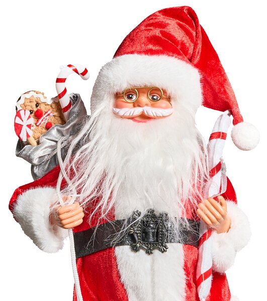 Dekoratívna figúrka červená látka syntetický materiál vianočná dekorácia Santa Claus Mikuláš ozdoba