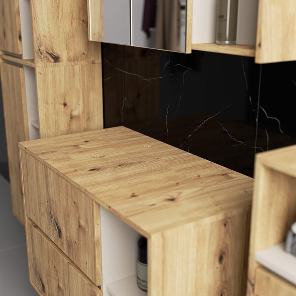 Ak furniture Závesná skrinka pod umývadlo VAMI s otvormi 90 cm dub artisan/kašmír