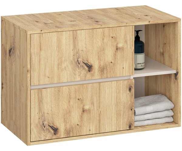 Ak furniture Závesná skrinka pod umývadlo VAMI s otvormi 90 cm dub artisan/kašmír