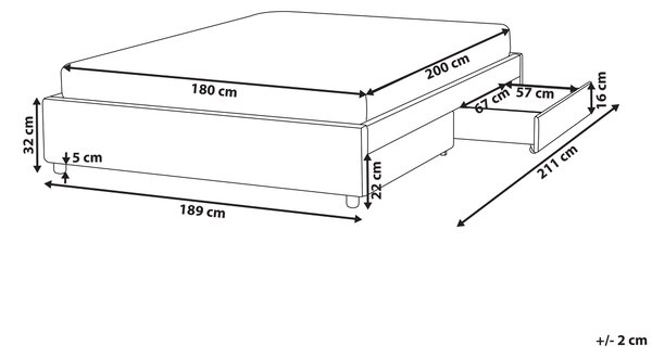 Posteľ s úložným priestorom svetlosivá látkové čalúnenie polyester 180 x 200 cm bez čela s roštom úložné zásuvky klasický štýl spálňa