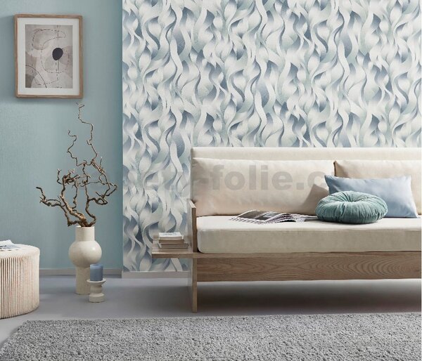 Vliesové tapety na stenu ELLE DECORATION 2 10204-18, rozmer 10,05 m x 0,53 m, 3D plamene modro-zelené, Erismann