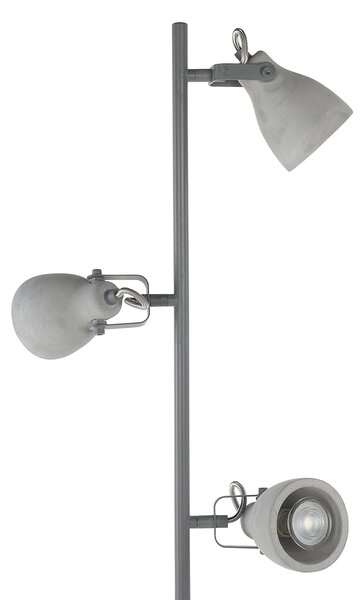 Stojaca lampa sivá betónový efekt 163 cm 3 nastaviteľné svetlá tienidlá industriálny štýl obývacia izba spálňa kancelária