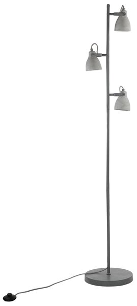 Stojaca lampa sivá betónový efekt 163 cm 3 nastaviteľné svetlá tienidlá industriálny štýl obývacia izba spálňa kancelária