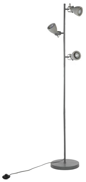 Stojaca lampa sivá betónový efekt 163 cm 3 nastaviteľné svetlá tienidlá industriálny štýl obývacia izba spálňa kancelária