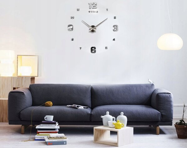 Verk 27062 Dizajnové 3D nalepovacie hodiny 130 cm strieborné