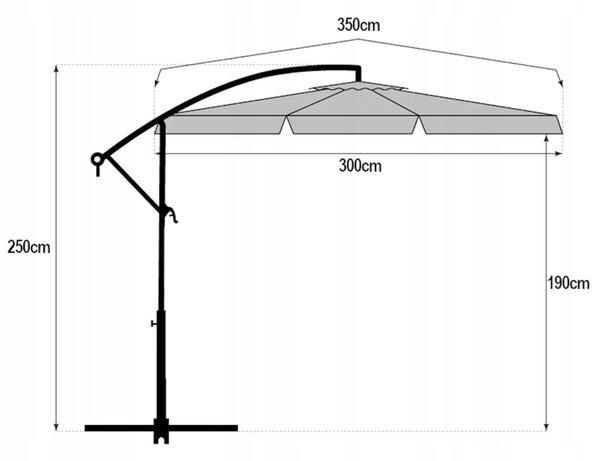 Záhradný skladací slnečník ARCADIA 300 cm, sivý