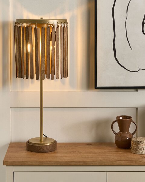 Stolná lampa tmavé mangové drevo mosadzné železo klasický dizajn moderné dekorácie osvetlenie