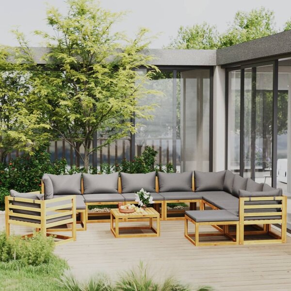 Maison Exclusive – 12-dielna záhradná súprava s vankúšmi z masívneho akátového dreva