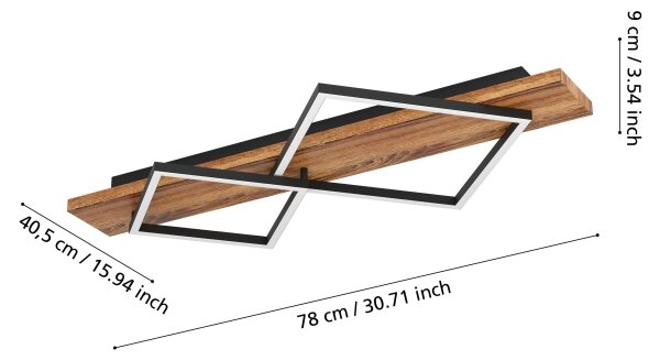 Eglo 901935 - LED stropné svietidlo BOYA LED/13W/230V + LED/15W čierna/hnedá