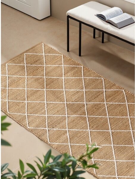 Ručne tkaný jutový behúň v prírodnej farbe 80x200 cm Kunu – Hanse Home