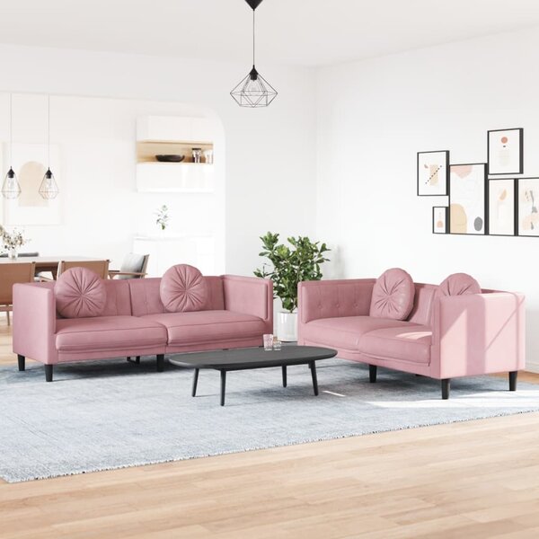 Maison Exclusive – 2-dielna sedacia súprava s vankúšmi z ružového zamatu